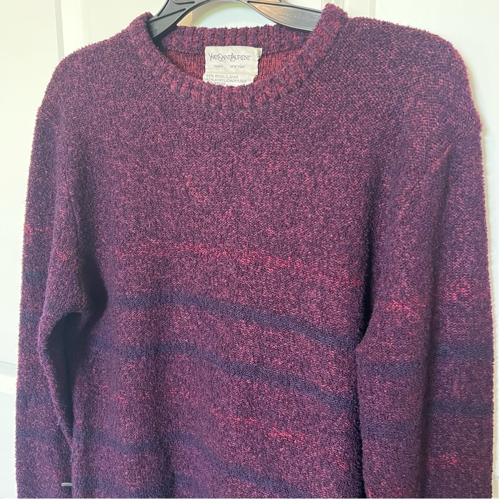 Vtg Yves Saint Laurent Wool blend Color Block Sweater w/ Stripes